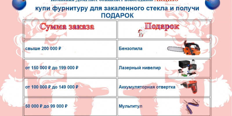 Компания ДомГласс объявляет новогоднюю АКЦИЮ