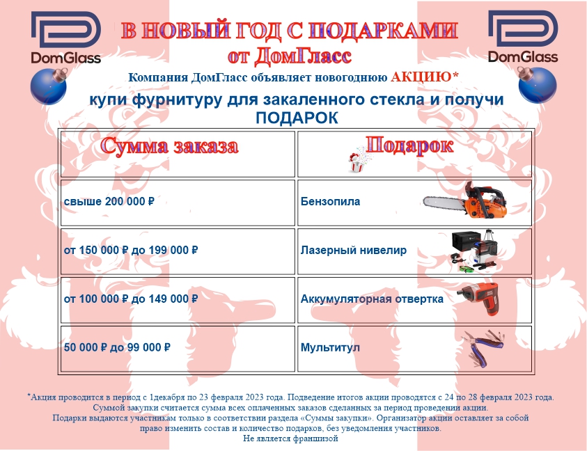 Купи фурнитуру для закаленного стекла получи ПОДАРОК Купи фурнитуру для закаленного стекла получи ПОДАРОК